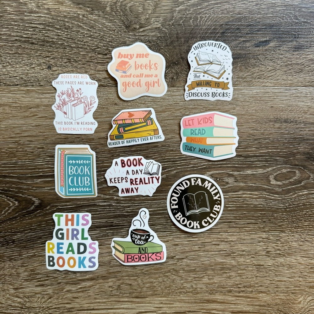 Bookish Vinyl Stickers, Set of 10